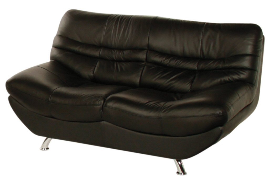 Carmen Leather Settee 2 Seater Black - Click Image to Close